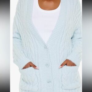 Urban Outfitters Icy blue cable knit oversized comfy cozy cardigan ❄️